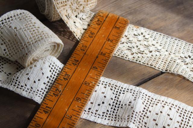 photo of wide crochet lace insertion or sewing trim, vintage handmade lace lot #2