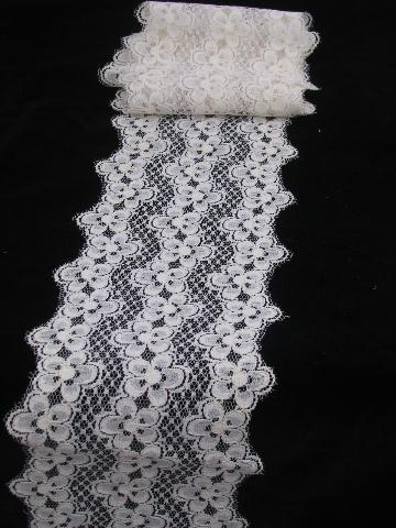 photo of wide floral lace insertion, pretty table runner dresser scarf fabric #1