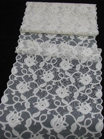 photo of wide ivory tulips lace insertion, pretty table runner dresser scarf fabric #1