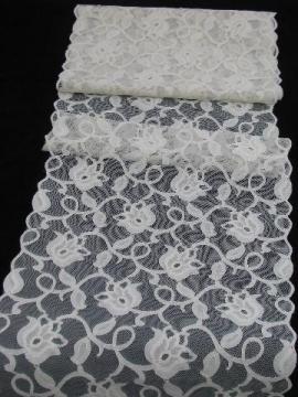 catalog photo of wide ivory tulips lace insertion, pretty table runner dresser scarf fabric