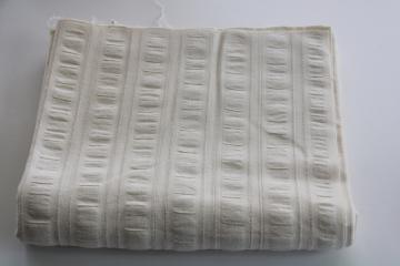 catalog photo of wide stripe seersucker, pucker textured cotton fabric creamy white solid color