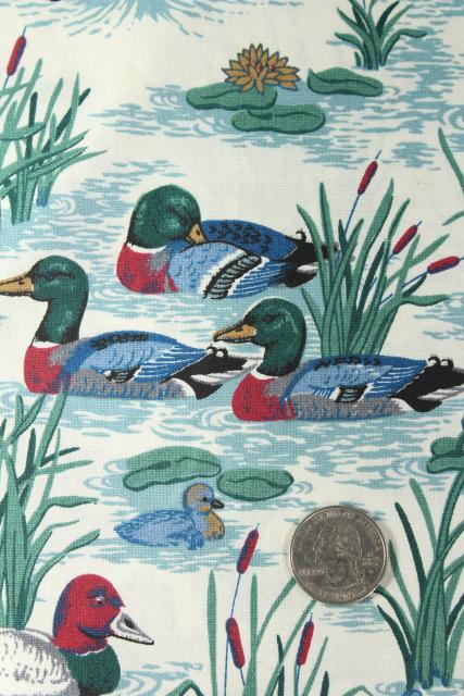 photo of wild ducks geese game bird print cotton fabric, for quilting or decor hunting camp / lake cabin #2