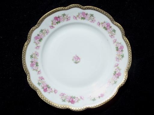 photo of wild rose w/ black and gold, vintage Wheelock china bread and butter plates #2