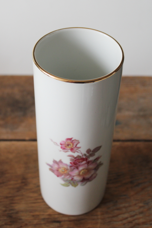 photo of wild rose china column vase, vintage Gerold Porzellan Bavaria West Germany  #3