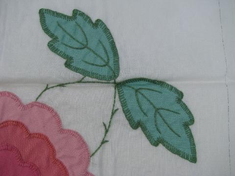 photo of wild rose pink flower hand-stitched applique quilt block squares lot #4
