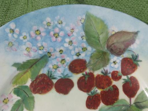photo of wild strawberries, vintage hand-painted china charger or large plate #2