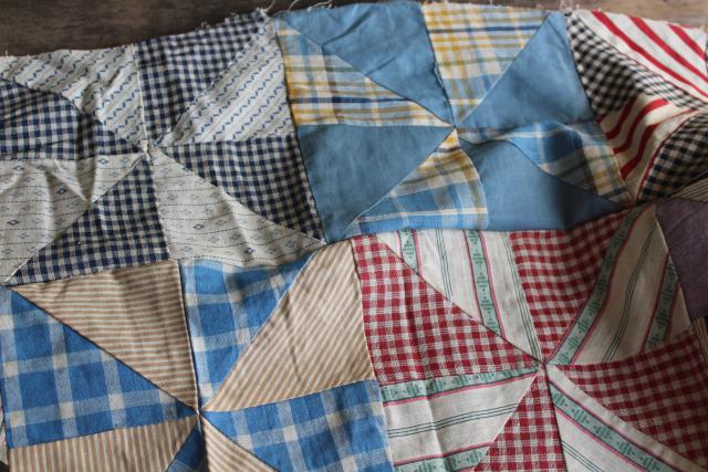 photo of windmill wheel quilt block table runner cloth, antique & vintage cotton fabric patchwork #1