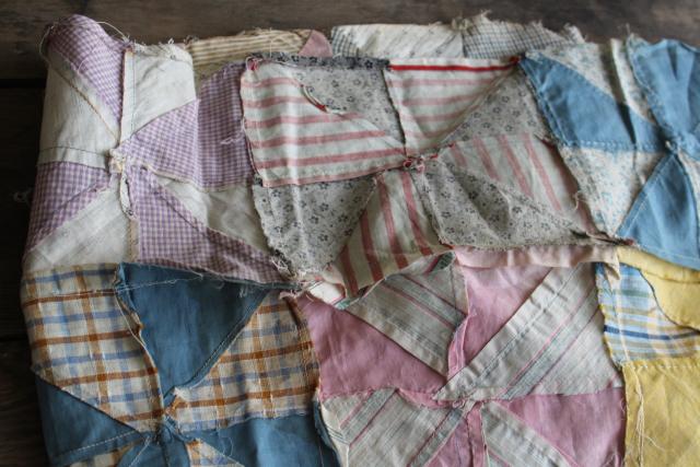 photo of windmill wheel quilt block table runner cloth, antique & vintage cotton fabric patchwork #8