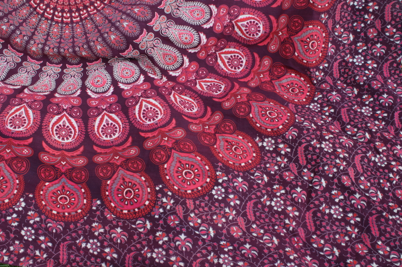 photo of wine purple mandala India cotton fabric, retro hippie vintage tapestry curtain or bedspread #3
