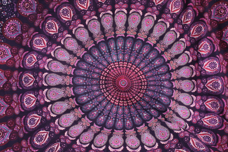 photo of wine purple mandala India cotton fabric, retro hippie vintage tapestry curtain or bedspread #6