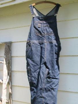 catalog photo of women's extra large cotton denim work overalls, for farm chores, gardening