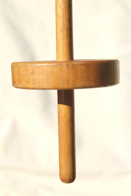 photo of wood drop spindle, hand spinning spinner's tool, vintage primitive #5