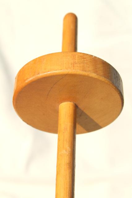 photo of wood drop spindle, hand spinning spinner's tool, vintage primitive #6