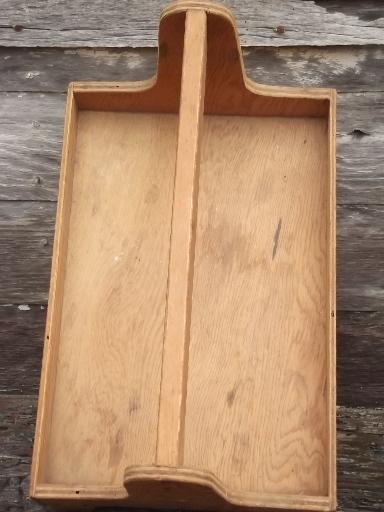 photo of wood garden trug, old tool tote box or berry basket carrier, handmade #4