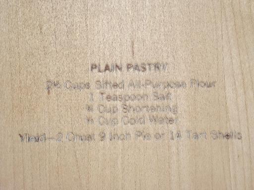 photo of wood kitchen board for cutting and rolling pastry, pie crust sizes marked #3
