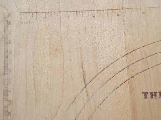photo of wood kitchen board for cutting and rolling pastry, pie crust sizes marked #4