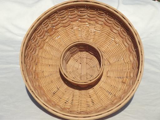 photo of wood splint basket chip & dip server, round serving basket w/ center bowl #2