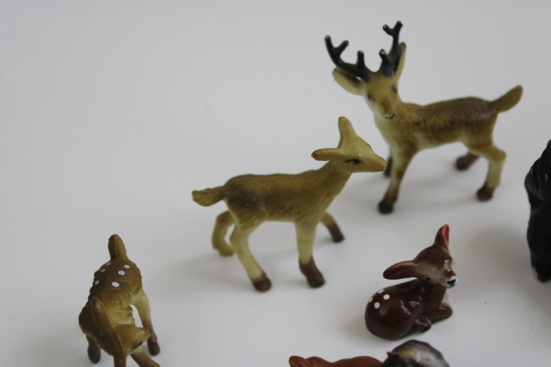 photo of woodland animals miniatures, lot vintage china plastic critters, forest fairy garden figurines #2