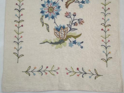 photo of wool crewelwork embroidery, vintage crewel embroidered bell pull wall hanging #4