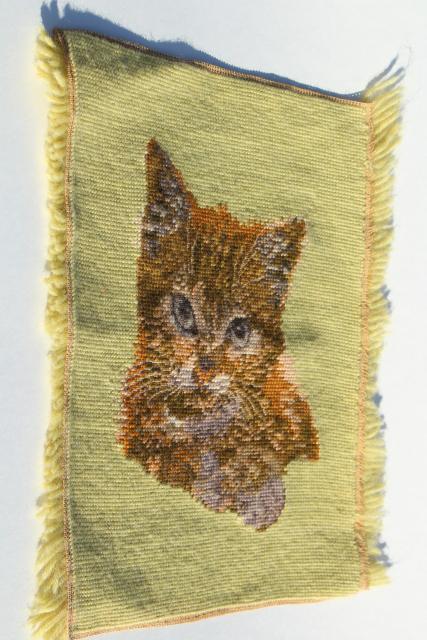 photo of wool needlepoint canvas tabby cat kitten, vintage needlework to upcycle #6