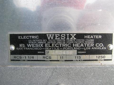 photo of working 1930s art deco vintage aluminum electric heater, Wesix #5