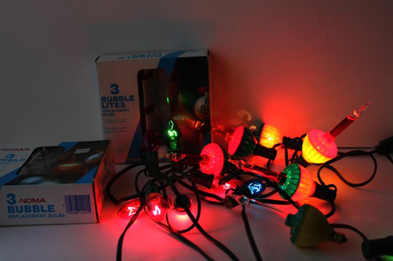 photo of working NOMA replacement Christmas light bulbs in boxes, C7 large bubble lights #1