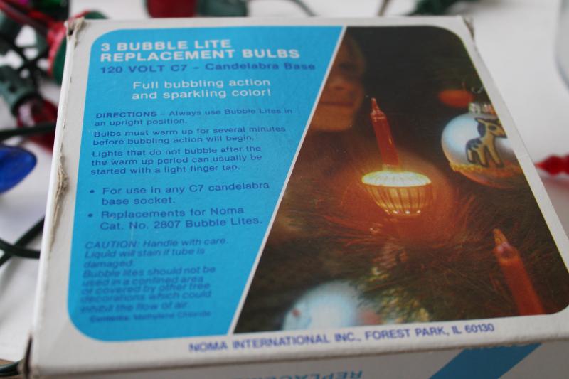 photo of working NOMA replacement Christmas light bulbs in boxes, C7 large bubble lights #6