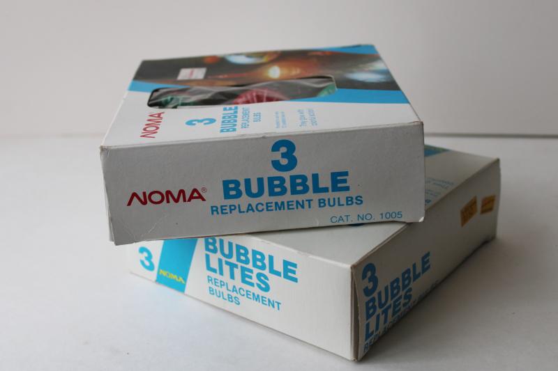 photo of working NOMA replacement Christmas light bulbs in boxes, C7 large bubble lights #7