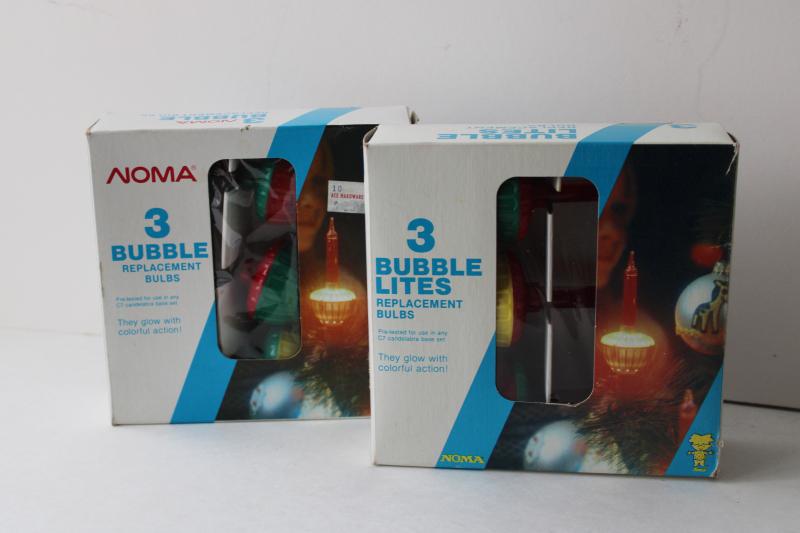 photo of working NOMA replacement Christmas light bulbs in boxes, C7 large bubble lights #8