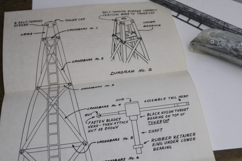 photo of working model windmill galvanized metal, vintage kit complete w/ instructions #5