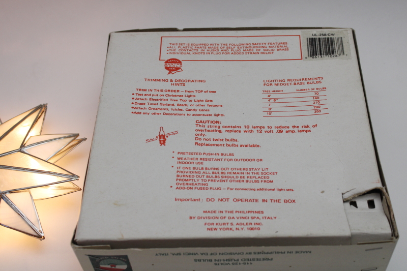 photo of working vintage capiz shell star electric light Christmas tree topper, Santa's World Kurt Adler #4