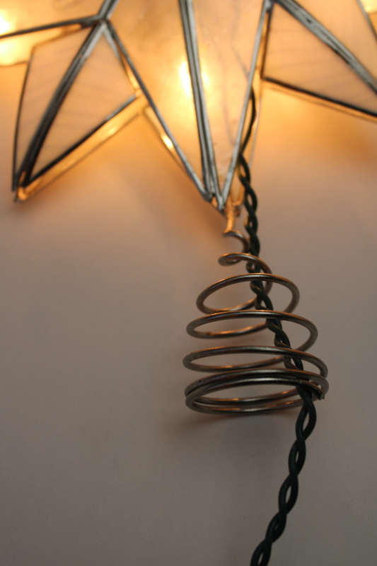 photo of working vintage capiz shell star electric light Christmas tree topper, Santa's World Kurt Adler #8