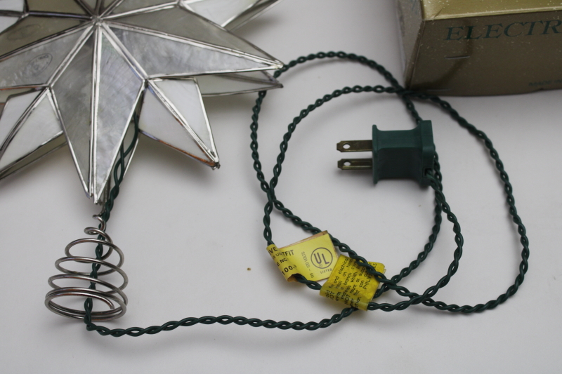 photo of working vintage capiz shell star electric light Christmas tree topper, Santa's World Kurt Adler #9