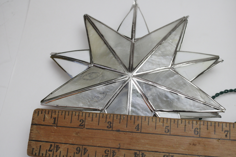 photo of working vintage capiz shell star electric light Christmas tree topper, Santa's World Kurt Adler #10