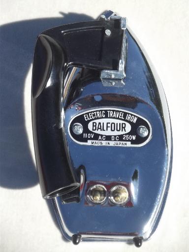 photo of working vintage folding travel iron, Balfour box electric clothes iron #6