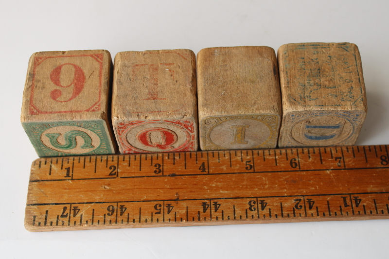 photo of worn old antique alphabet blocks, early 1900s vintage toy building blocks w/ letters  #6