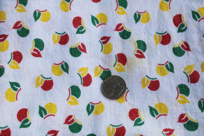 photo of worn soft vintage cotton feedsack fabric, art deco sunrise or sunset print #2