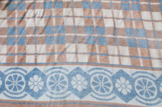 photo of worn vintage camp blankets, primitive rustic faded indian blanket colors  #5