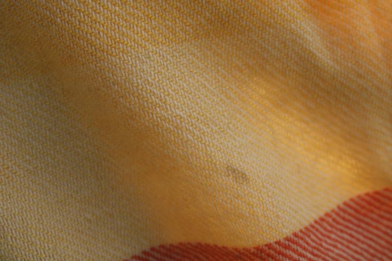 photo of worn wool camp blanket four point yellow Hudson's Bay stripe cutter fabric to upcycle #3