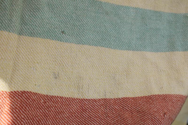 photo of worn wool camp blanket four point yellow Hudson's Bay stripe cutter fabric to upcycle #9