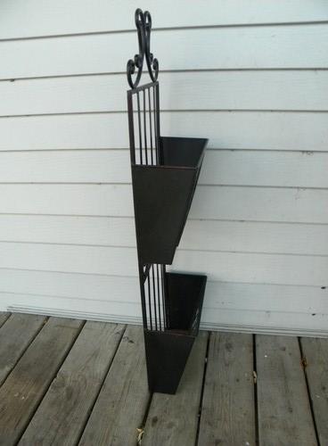 photo of wrought iron architectural storage rack baskets for mail/magazines etc #2