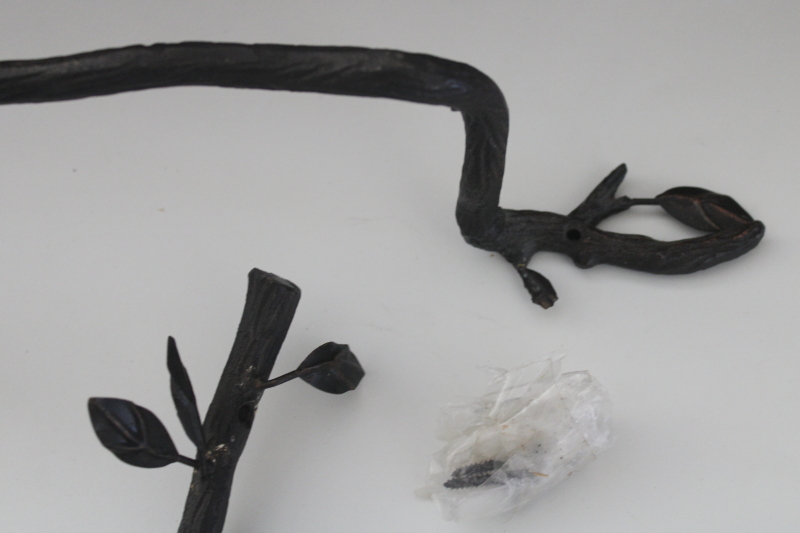 photo of wrought metal bathroom hardware, nature theme leaves & branches towel rod, wall mount ring towel holders  #5