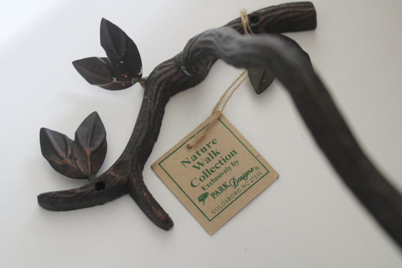 photo of wrought metal bathroom hardware, nature theme leaves & branches towel rod, wall mount ring towel holders  #7