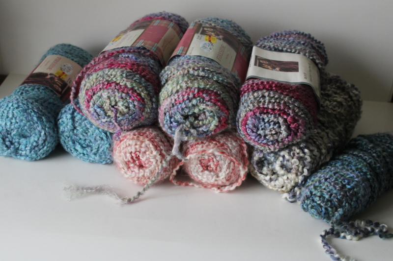 photo of yarn lot Homespun, Thick n Quick, Fireside chunky acrylic cool blues pink colors grey #2