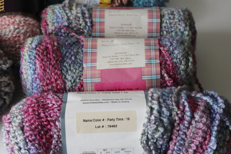 photo of yarn lot Homespun, Thick n Quick, Fireside chunky acrylic cool blues pink colors grey #3