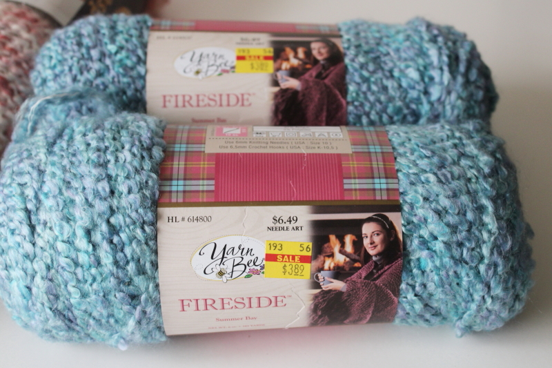 photo of yarn lot Homespun, Thick n Quick, Fireside chunky acrylic cool blues pink colors grey #5