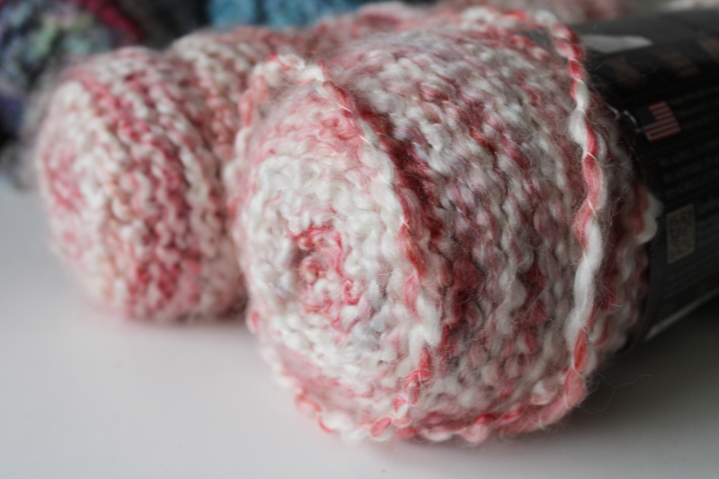 photo of yarn lot Homespun, Thick n Quick, Fireside chunky acrylic cool blues pink colors grey #8