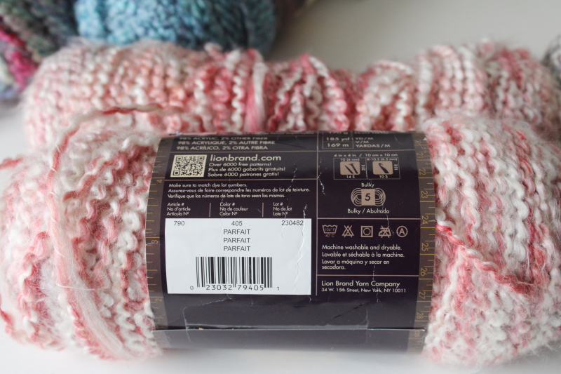 photo of yarn lot Homespun, Thick n Quick, Fireside chunky acrylic cool blues pink colors grey #9