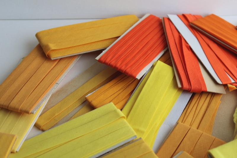 photo of yellow & orange lot vintage seam tape, cotton & blend bias binding for sewing projects #3