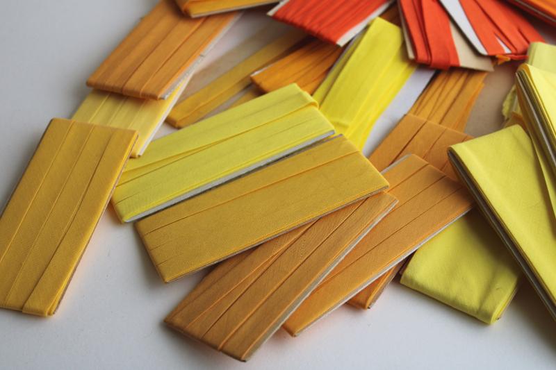 photo of yellow & orange lot vintage seam tape, cotton & blend bias binding for sewing projects #4